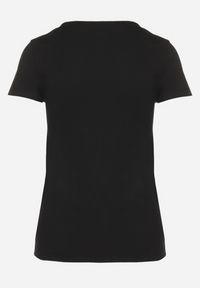 Born2be - Czarny T-shirt z Bawełny z Trójkątnym Dekoltem Semiora. Okazja: na co dzień. Kolor: czarny. Materiał: bawełna. Styl: klasyczny, casual #5