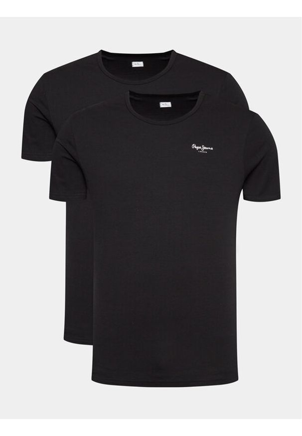 Pepe Jeans Komplet t-shirtów Pepe Tshirt 2P PMU10976 Czarny Regular Fit. Kolor: czarny. Materiał: bawełna
