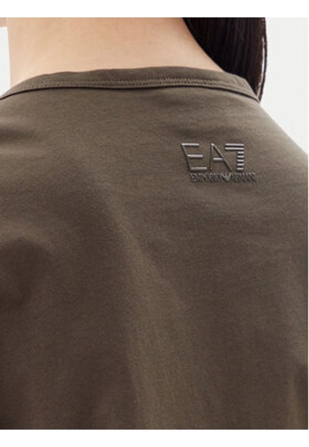 EA7 Emporio Armani T-Shirt 7W000098 AF12503 U6139 Brązowy Loose Fit. Kolor: brązowy. Materiał: bawełna