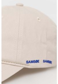 Samsoe & Samsoe - Samsoe Samsoe czapka z daszkiem bawełniana kolor beżowy gładka. Kolor: beżowy. Materiał: bawełna. Wzór: gładki #2