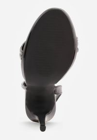 Renee - Czarne Szpilki Sandały z Cyrkoniowymi i Transparentnymi Paskami Vikirissa. Okazja: na imprezę. Zapięcie: pasek. Kolor: czarny. Wzór: aplikacja, paski. Obcas: na szpilce. Styl: elegancki. Wysokość obcasa: średni #4