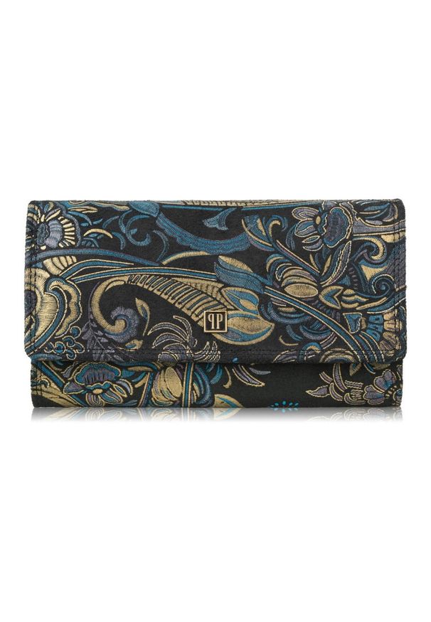 PAOLO PERUZZI - Portfel damski skórzany duży skórzany z orientalnym printem Paolo Peruzzi T-05-G. Materiał: skóra. Wzór: nadruk