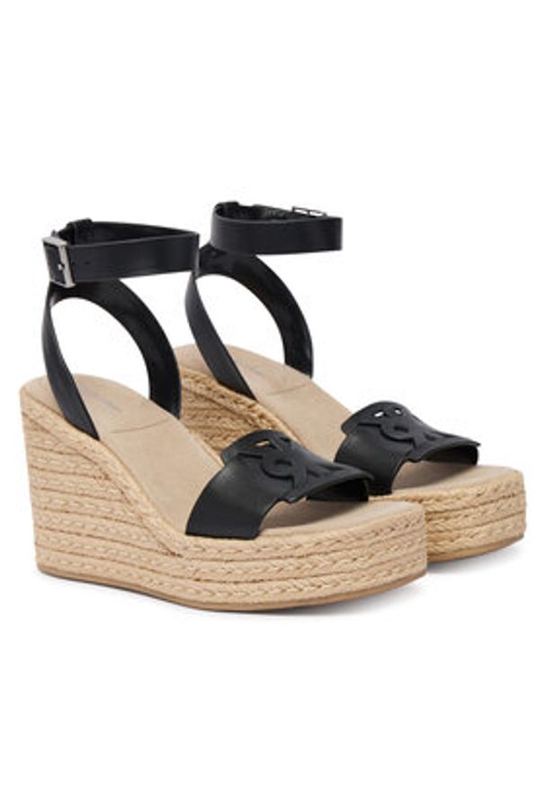 Calvin Klein Espadryle Wedge Espad 70 Embl Lth HW0HW02897 Czarny. Kolor: czarny. Materiał: skóra