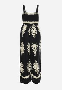 Born2be - Czarno-Beżowy Kombinezon z Wiskozy na Ramiączkach z Marszczoną Górą i Długimi Nogawkami Teseria. Okazja: na co dzień. Kolor: czarny. Materiał: wiskoza. Długość rękawa: na ramiączkach. Długość: długie. Styl: klasyczny, casual, elegancki #6