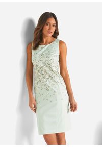 bonprix - Sukienka ołówkowa z nadrukiem. Kolor: zielony. Wzór: nadruk. Typ sukienki: ołówkowe. Styl: klasyczny #1