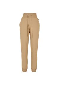 Spodnie dresowe organiczna wysoka talia duże rozmiary kobiety Urban Classics. Kolor: beżowy. Materiał: dresówka. Długość: długie #1
