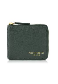 PAOLO PERUZZI - Portfel damski skórzany mały ciemnozielony w orientacji poziomej z RFID Paolo Peruzzi KV-04-DGR. Kolor: zielony. Materiał: skóra #1