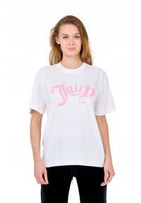 Juicy Couture - JUICY COUTURE Biały t-shirt damski Amanza. Kolor: biały. Materiał: bawełna #5