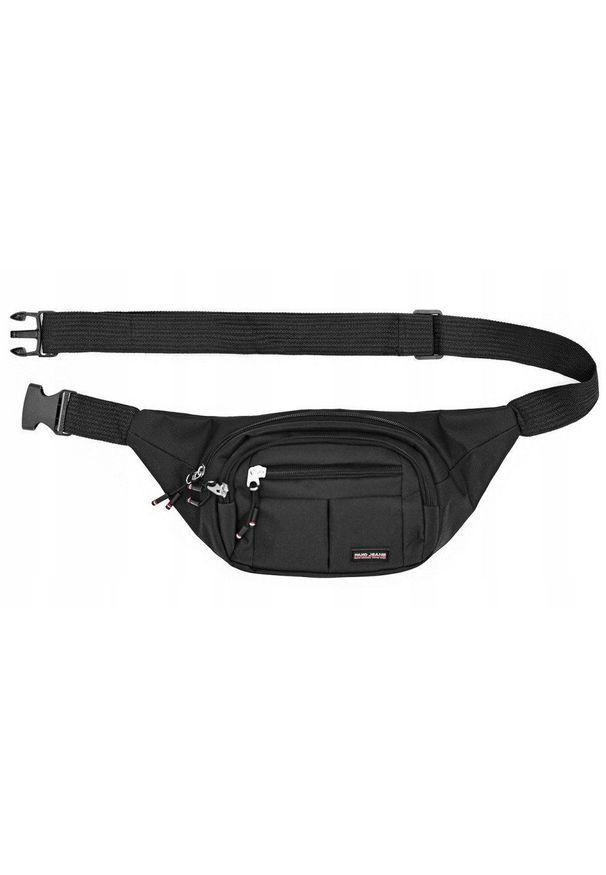 Męska Saszetka na Biodro (Nerka) - Pako Jeans - Czarna. Kolor: czarny. Materiał: poliester