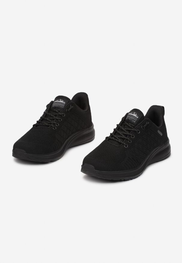 Born2be - Czarne Buty Sportowe Basereia. Kolor: czarny. Materiał: materiał. Szerokość cholewki: normalna. Wzór: aplikacja. Obcas: na płaskiej podeszwie