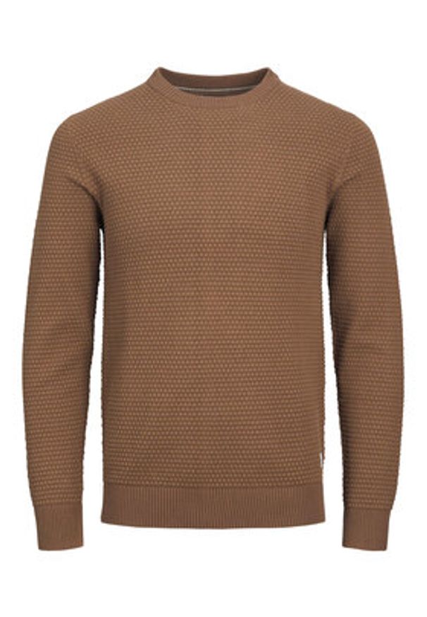 Jack & Jones Sweter 12212816 Brązowy Regular Fit. Kolor: brązowy. Materiał: bawełna
