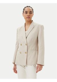 TOMMY HILFIGER - Tommy Hilfiger Marynarka WW0WW45466 Beżowy Regular Fit. Kolor: beżowy. Materiał: len, syntetyk #1