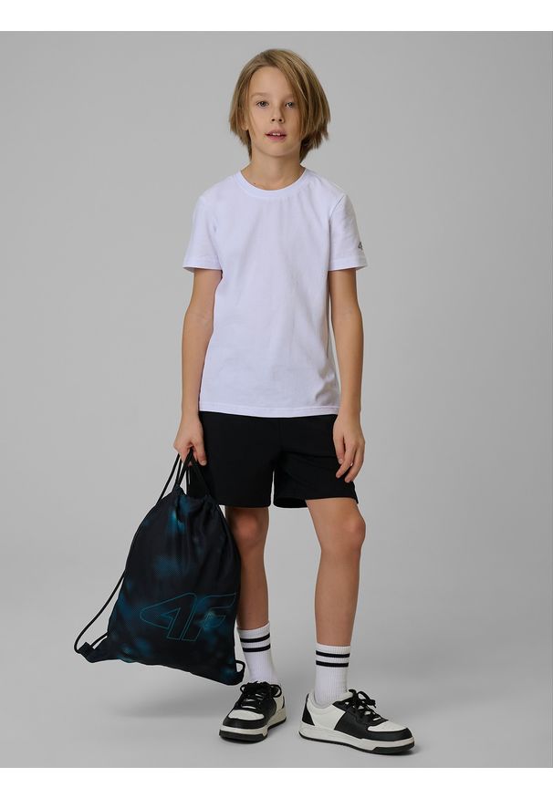 4f - 4F Komplet sportowy na WF (koszulka+spodenki+worek) chłopięcy - czarny 134/140 (8-10 lat). Okazja: na co dzień. Kolor: czarny. Materiał: skóra, bawełna. Sezon: lato. Styl: sportowy