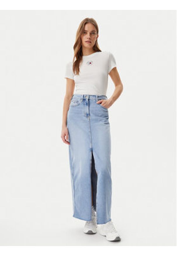 Tommy Jeans Spódnica jeansowa Claire DW0DW20581 Niebieski Regular Fit. Kolor: niebieski. Materiał: bawełna
