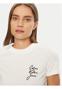 Calvin Klein Jeans T-Shirt Script Institutional J20J224984 Biały Slim Fit. Kolor: biały. Materiał: bawełna #4