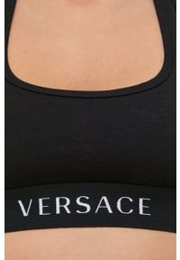 VERSACE - Versace biustonosz kolor czarny gładki. Kolor: czarny. Materiał: dzianina. Rodzaj stanika: odpinane ramiączka. Wzór: gładki #3