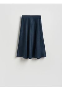 Reserved - Lniana spódnica - granatowy. Kolor: niebieski. Materiał: len #1