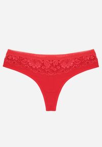 Renee - Czerwone Majtki Typu Stringi z Bawełną i Koronką Zeliche. Kolor: czerwony. Materiał: bawełna, koronka. Wzór: koronka #1