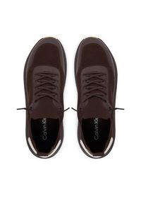 Calvin Klein Sneakersy Chunky Runner Lace Up Sock Knit YW0YW02033 Brązowy. Kolor: brązowy. Materiał: materiał #6