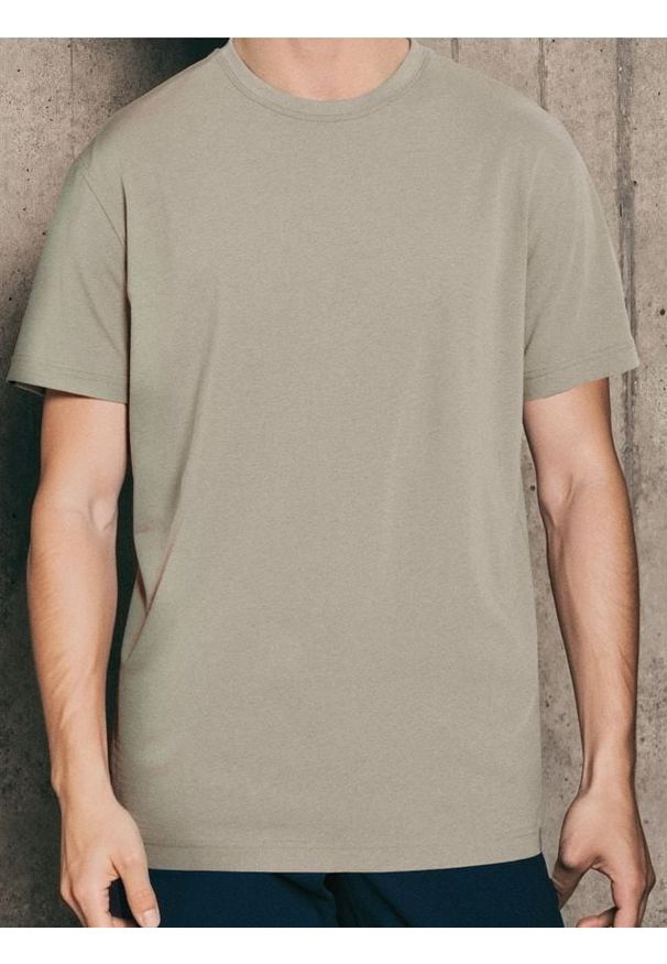 Sinsay - Koszulka basic - beżowy. Kolor: beżowy