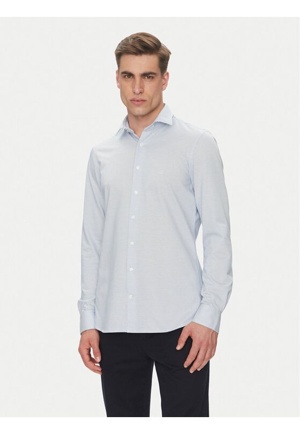Michael Kors Koszula MK0DS01555 Błękitny Slim Fit. Kolor: niebieski. Materiał: syntetyk, bawełna