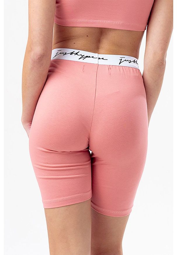 Hype szorty damskie kolor różowy z nadrukiem high waist. Stan: podwyższony. Kolor: różowy. Wzór: nadruk