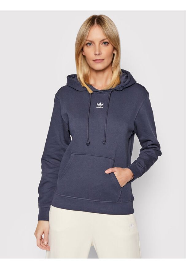 Adidas - adidas Bluza Hoodie HF7509 Granatowy Regular Fit. Kolor: niebieski. Materiał: bawełna