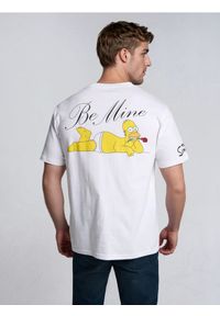 Sinsay - Bawełniana koszulka z nadrukiem na plecach The Simpsons - biały. Kolor: biały. Materiał: bawełna. Wzór: nadruk #1