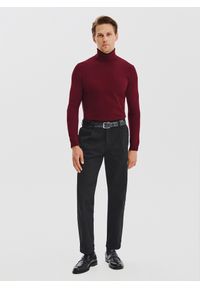 Pako Lorente - PAKO LORENTE - Bordowy gładki golf męski. Typ kołnierza: golf. Kolor: czerwony. Materiał: elastan, bawełna, poliamid. Wzór: gładki. Sezon: jesień #4