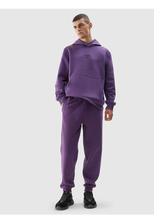 4f - Spodnie dresowe joggery męskie - fioletowe. Kolor: fioletowy. Materiał: dresówka