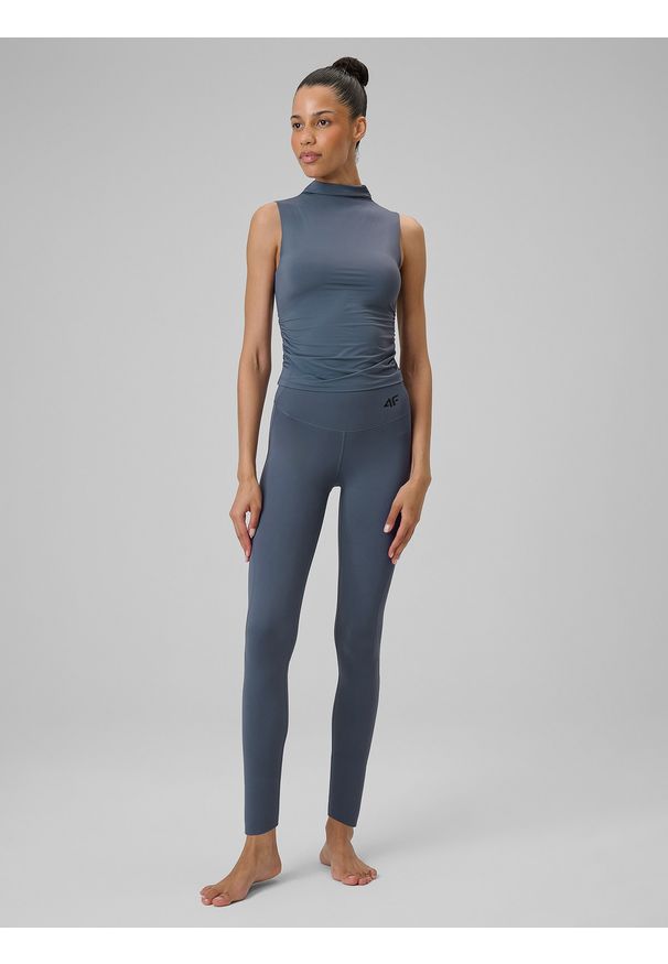 4f - 4F Top do jogi slim szybkoschnący damski - fioletowy S. Kolor: fioletowy. Materiał: włókno. Sport: joga i pilates