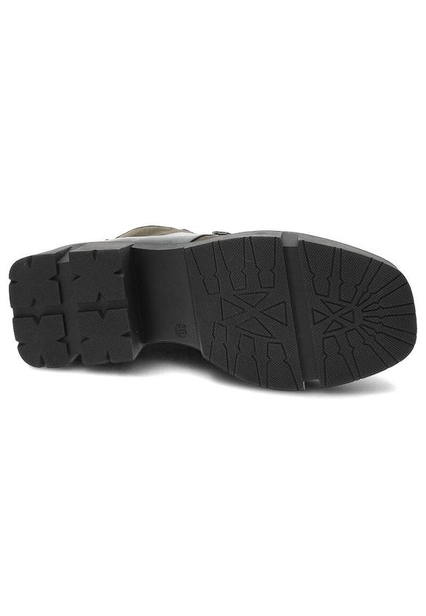 Zielone Eleganckie Botki Damskie Armodo. Kolor: zielony. Materiał: skóra, materiał, jeans. Sezon: jesień. Styl: elegancki