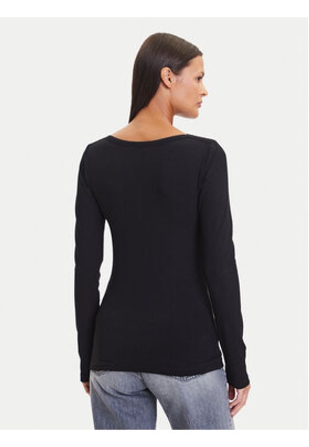 TOMMY HILFIGER - Tommy Hilfiger Bluzka WW0WW47309 Czarny Slim Fit. Kolor: czarny. Materiał: wiskoza