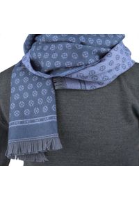 Wełniany Szalik Męski - V. Fraas - Niebieski z Regularnym Wzorem. Kolor: niebieski. Materiał: wełna. Sezon: zima, lato. Styl: klasyczny, elegancki