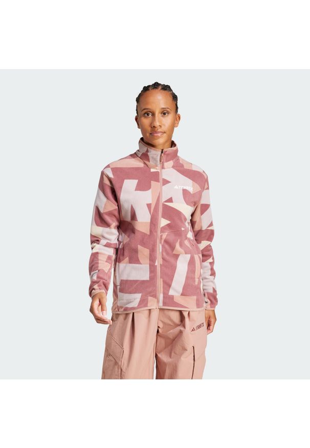 Adidas - Bluza Terrex Multi Printed Full-Zip Fleece. Kolor: czerwony, wielokolorowy, beżowy, brązowy. Materiał: polar, materiał
