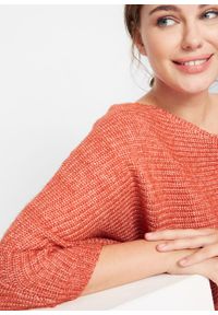 Sweter, rękawy kimonowe bonprix czerwony cynamonowy. Kolor: czerwony. Materiał: materiał, poliester #4