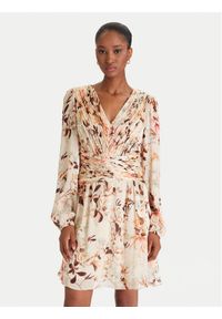 Guess Sukienka koktajlowa W5YK20 WDW82 Beżowy Regular Fit. Kolor: beżowy. Materiał: syntetyk. Styl: wizytowy
