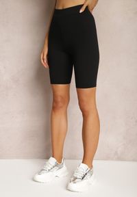 Renee - Czarne Szorty Kolarki przed Kolano z Bawełny Mellodia. Okazja: na co dzień. Stan: podwyższony. Kolor: czarny. Materiał: bawełna. Styl: casual, elegancki #2