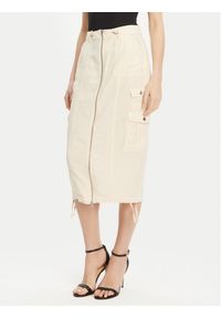 Guess Spódnica midi W5GD1H WG8N0 Beżowy Regular Fit. Kolor: beżowy. Materiał: lyocell