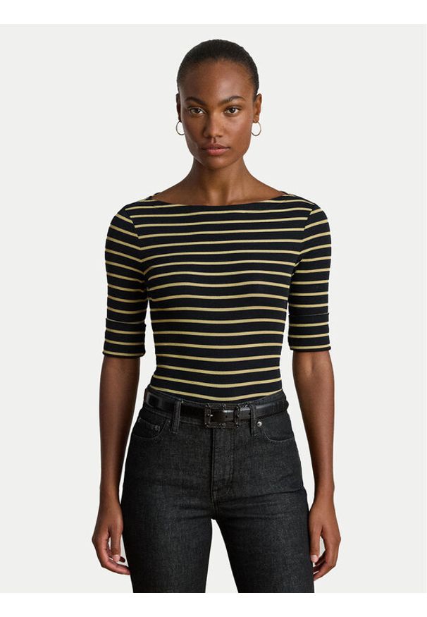 Lauren Ralph Lauren - LAUREN RALPH LAUREN Bluzka 200980044002 Czarny Slim Fit. Kolor: czarny. Materiał: bawełna