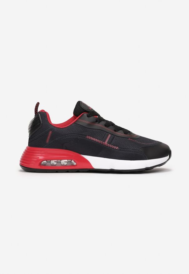 Renee - Czarno-Czerwone Sneakersy Qinerris. Okazja: na co dzień. Zapięcie: sznurówki. Kolor: czarny. Materiał: guma, materiał. Szerokość cholewki: normalna. Wzór: napisy, aplikacja