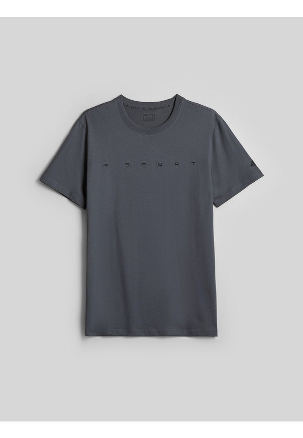 4f - 4F T-shirt regular z nadrukiem męski - szary 3XL. Okazja: na co dzień, na spacer. Kolor: szary. Materiał: jeans, dzianina, bawełna, dresówka, materiał, jersey. Wzór: nadruk. Styl: casual, klasyczny