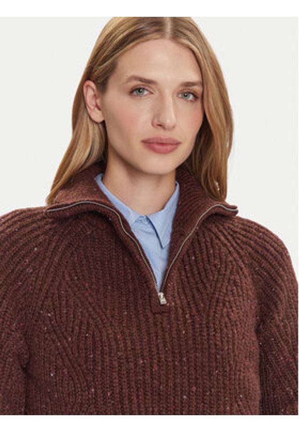 Tommy Jeans Sweter DW0DW21686 Brązowy Relaxed Fit. Kolor: brązowy. Materiał: syntetyk