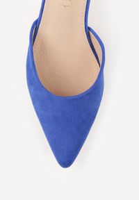 Renee - Niebieskie Czółenka Vices na Geometrycznym Słupku ze Skórzaną Wkładką Polori. Okazja: na co dzień. Zapięcie: sprzączka. Kolor: niebieski. Materiał: skóra. Wzór: geometria. Sezon: lato. Obcas: na słupku. Styl: casual, elegancki #3