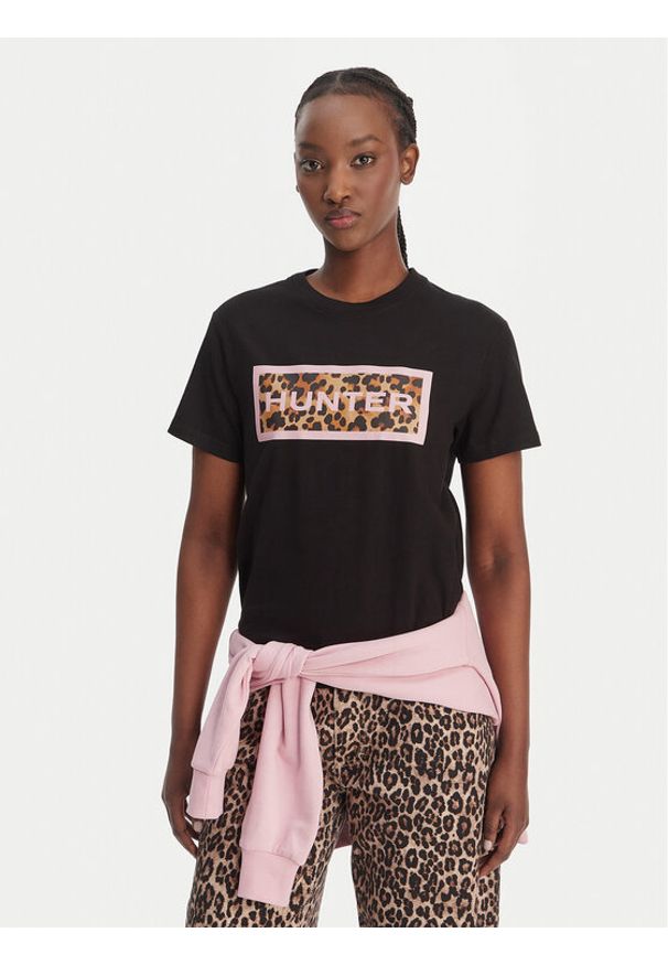 Hunter T-Shirt Essentials HARW0011261 Czarny Regular Fit. Kolor: czarny. Materiał: bawełna