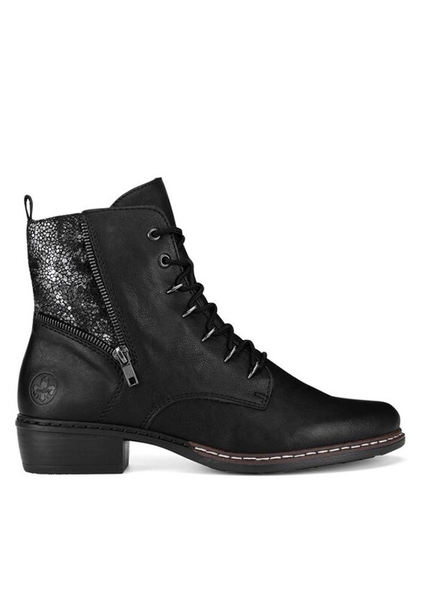 Rieker Trzewiki Y0800-00 Czarny. Kolor: czarny. Materiał: materiał