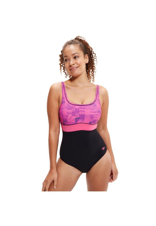 Strój Kąpielowy Speedo Shaping Contour Eclipse – Czarno-Różowy – Rozmiar 46. Kolor: czarny, różowy, wielokolorowy