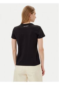Karl Lagerfeld - KARL LAGERFELD T-Shirt A2W17120 Czarny Regular Fit. Typ kołnierza: dekolt w karo. Kolor: czarny. Materiał: bawełna