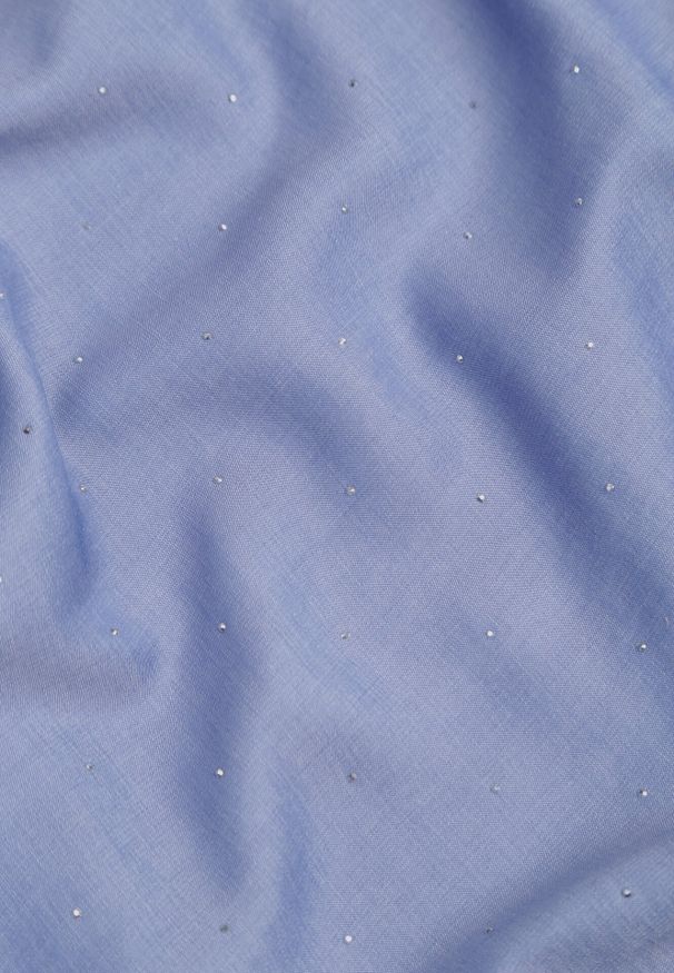 Born2be - Niebieska Wiskozowa Sukienka o Rozkloszowanym Kroju z Cyrkoniami Antiopis. Okazja: na spacer, na co dzień. Kolor: niebieski. Materiał: wiskoza. Typ sukienki: proste, rozkloszowane. Styl: elegancki, casual