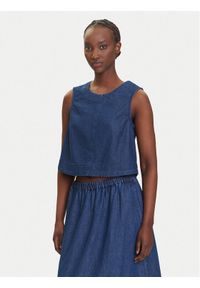 Pieces Top Tenim 17157936 Granatowy Regular Fit. Kolor: niebieski. Materiał: bawełna
